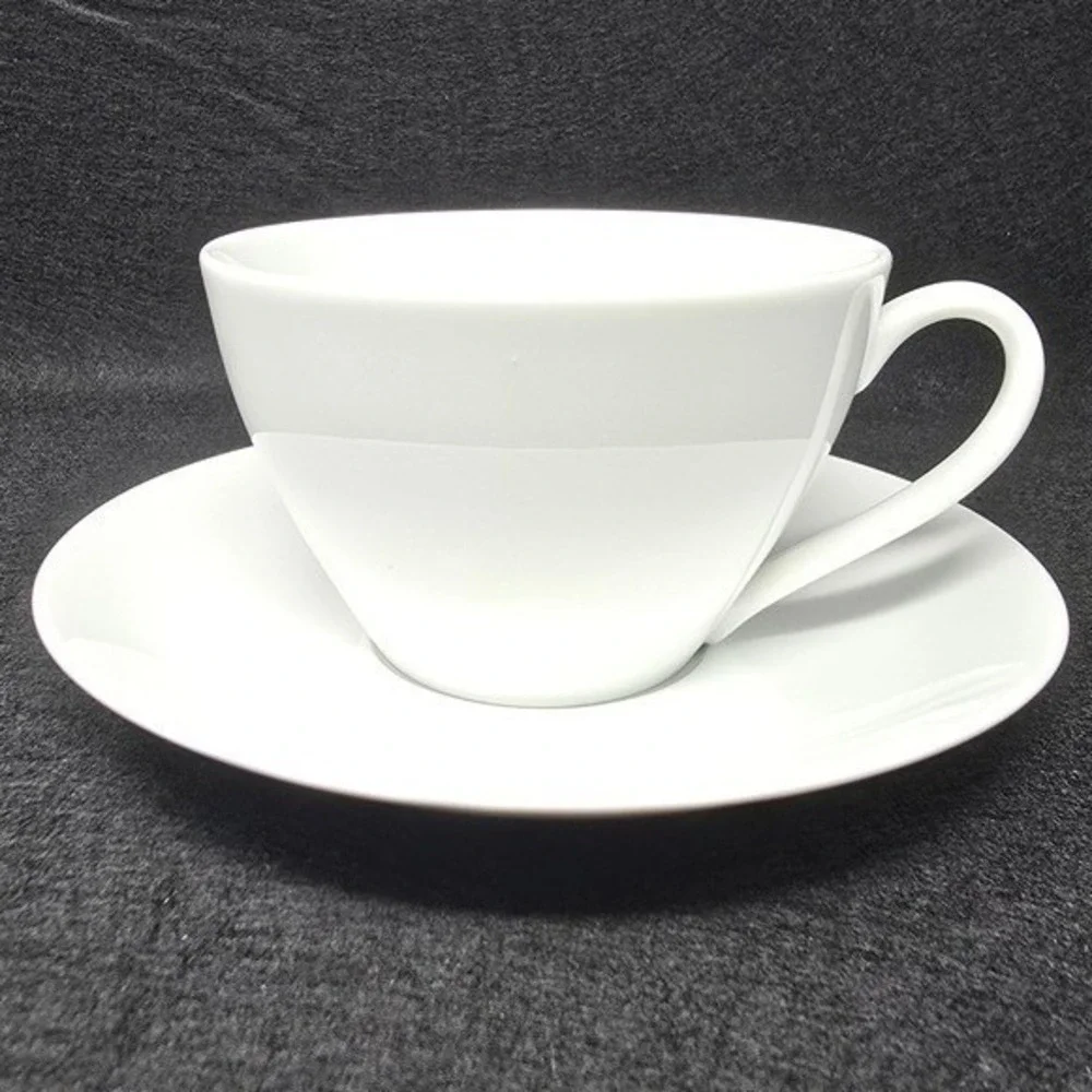 Crate & Barrel Porcelain White Cup & Saucer Set 12 oz Vietnam - 3 Available